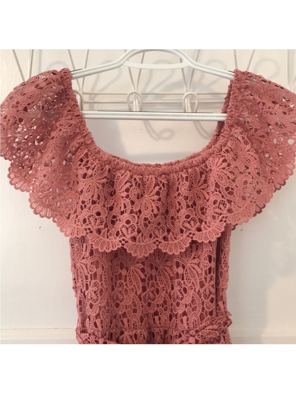 NA-KD Lace Off Shoulder Maxi Dress Dusty Rose Boho Romantic EU 40 Medium - Picture 9 of 13